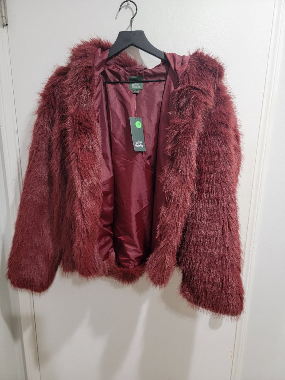 Women's Short Faux Fur Jacket - Wild Fable™ Burgundy L